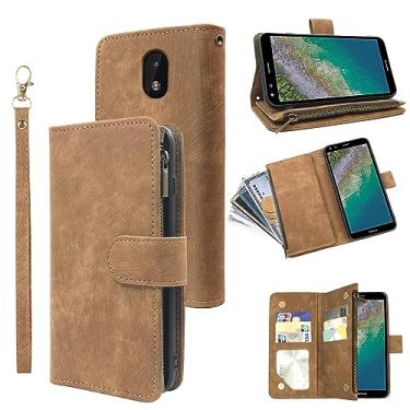 Imagem de Compatível com Nokia C01 Plus capa carteira alça de pulso cordão e couro premium vintage flip porta-cartão de crédito suporte acessórios celular capa para celular para C 01 C01Plus C1 2ª edição