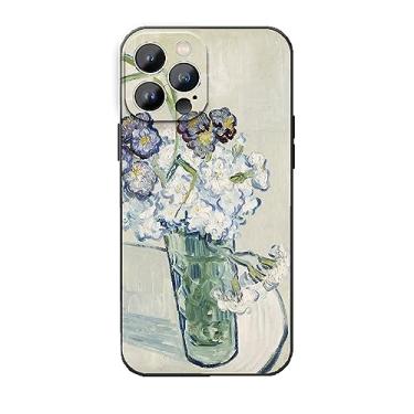 Imagem de MURLEBAY Capa de telefone para iPhone 14 Pro Max, vidro com cravos por Van Gogh Vintage Flower iPhone 14 Pro Max, capa de telefone fina e macia de TPU para iPhone 14 Pro Max (6,7 polegadas)