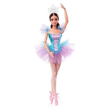 Imagem de Barbie Signature, Boneca de Coleção Ballet Wishes Articulável com Roupa de Balé de Cetim, Tutu de Tule Multicamadas e Acessórios