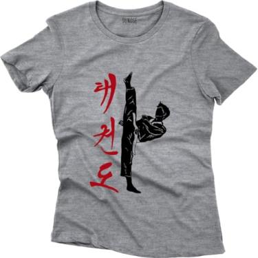 Imagem de Camiseta Algodão Feminina kanji Tamanho:P;Cor:Cinza