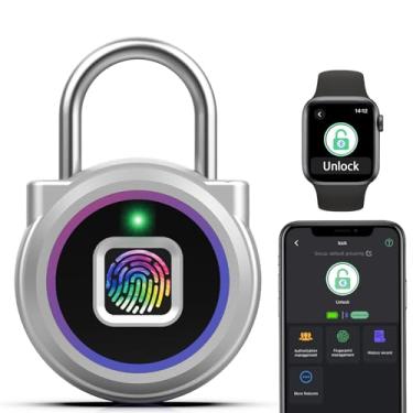 Imagem de Cadeado de armário de academia com impressão digital eLinkSmart à prova d'água sem chave Smart Lock iOS relógio app desbloquear visualizar registro combinação cadeado para escola academia armário arma