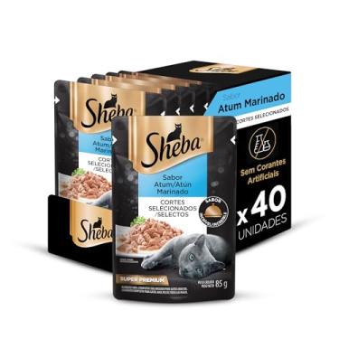 Imagem de Pack Ração Úmida Sheba Sachê para Gatos Adultos Sabor Atum Marinado 85g - 40 unidades