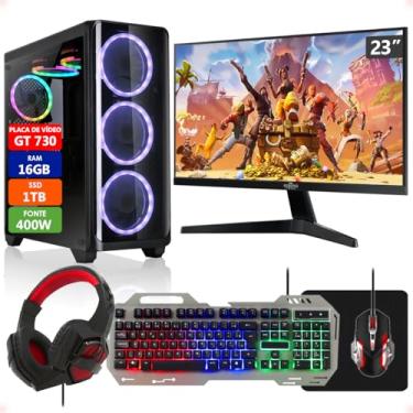 Imagem de PC Gamer Completo Intel Core i5 16GB SSD 1TB Placa de Vídeo GT 730 2GB Monitor 23" com Kit Gamer - Fonte 400W Real Strong Tech