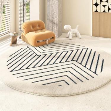Imagem de Tapetes minimalistas modernos para o quarto grande área sala de estar decoração tapete redondo engrossado casa pelúcia lounge tapete, c, 300x300cm