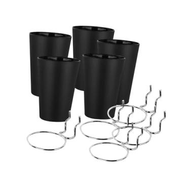 Imagem de Esquirla 5 copos do pegboard dos pces com anéis, escaninhos do pegboard com ganchos duráveis para organizar anéis do suporte de copo do pegboard do, PRETO