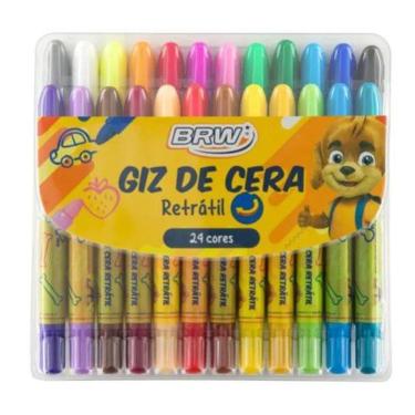 Imagem de Giz De Cera 24 Cores Retrátil BRW GZ2404 Não Tóxico