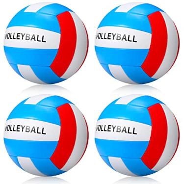 Imagem de Jerify 4 peças de vôlei tamanho oficial 5 à prova d'água vôlei interno e externo bola de vôlei macia para iniciantes adolescentes adultos jogo de praia piscina academia jogo (azul, vermelho, branco)