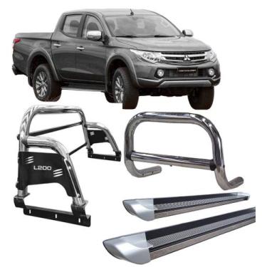 Imagem de Kit Quebra Mato Estribo Personalizado Santo Antônio 020 L200 Cromado -