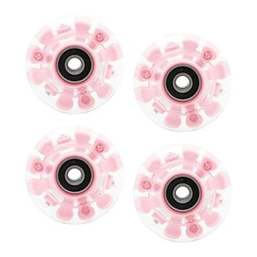 Imagem de Aymzbd Pacote com 4 Rodas de Patins, Coloridas E Luminosas, com Rolamentos de Alta Rotação Instalados, para Patinação de Duas Fileiras E Skate 58 Mm X 32 Mm, Cor de rosa