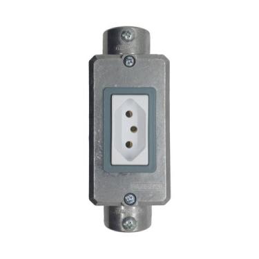 Imagem de Condulete C alumínio 3/4 Tramontina tomada, Branco 10A