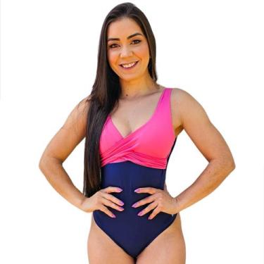 Imagem de Maiô Boddy Transpassado Chapa barriga Bicolor Bojo Removível Comportad