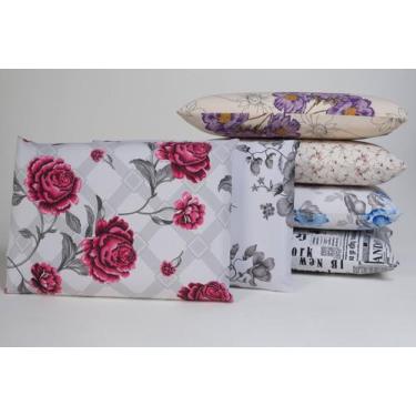 Imagem de Kit 6 fronhas travesseiro padrão estampada 80% algodão bege - BruceBab