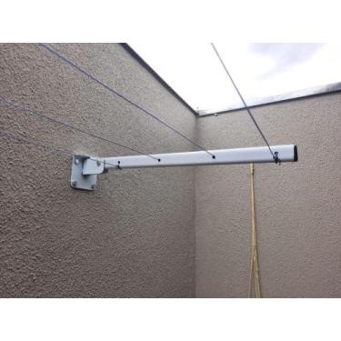 Imagem de 2 Varais Retráteis Em Aço + 20mt Cabo De Aço - Para Apartamento - Meta