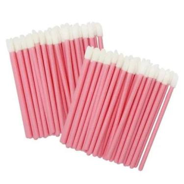 Imagem de Kit 50 pincel aplicador descartável Rosa batom gloss extensão limpeza 