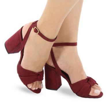 Imagem de Sandália Feminina Salto Bloco Grosso P65 - Modarpe, Marsala, 38