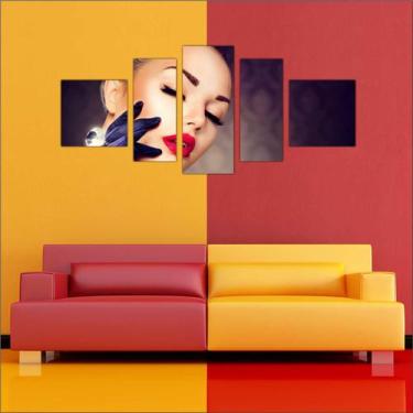 Imagem de Quadro Decorativo Maquiagem Salão De Beleza Fashion Hair 5 Peças TT11 