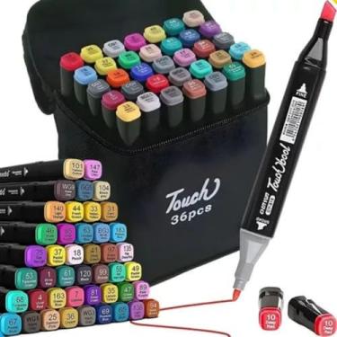 Imagem de Caneta Marcador Para Colorir Desenho Profissional 36, 48, 60, 80 Cores Conjunto De Canetinhas Pontas Duplas Codificados por Cores Vivas para Desenho (36)