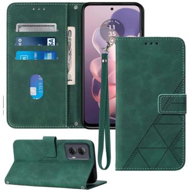 Imagem de Moment Dextrad Capa carteira para Moto G Power 5G 2024, compartimentos para cartão, alça de pulso, proteção interna de TPU, capa flip de couro PU com suporte para Moto G Power 5G 2024 (verde)
