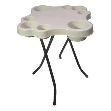 Imagem de Mesa Petisqueira Dobrável Plástico - Várias Cores + 2 Banquetas Baixas