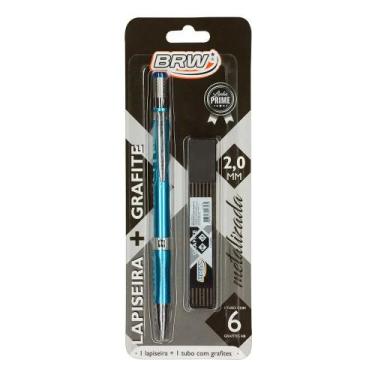 Imagem de Lapiseira 2.0mm Metalizada + Tubo Grafite HB 6 Un. Azul/Prata/Dourado/