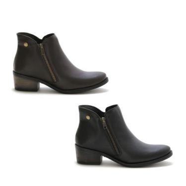 Imagem de Kit 2 Pares Bota Feminina Bredeni Com Ziper Cano Baixo, 37, Preto, Mar