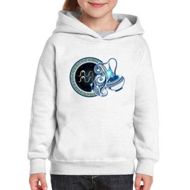Imagem de Moletom Infantil Signo Aquário Astrologia - Foca na Moda, Branco, 8