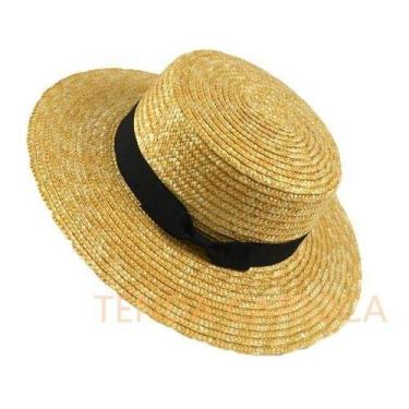 Imagem de Chapéu Palha Natural Boater Classic Palheta Aba 10cm - oem