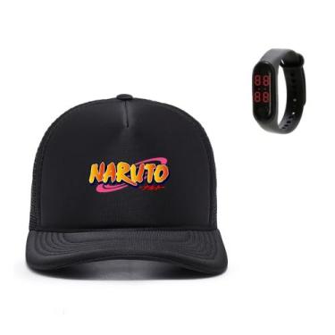 Imagem de Boné Anime Naruto Aba Curva + Relogio Mangá Lançamento Adulto Infantil