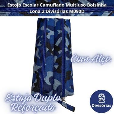 Imagem de Estojo Escolar Camuflado Multiuso Bolsinha Lona 2 Divisórias M090D - L