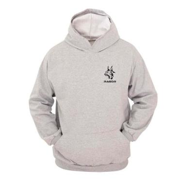 Imagem de Moletom Masculino Canguru Ragor Estampada Capuz, G, Cinza