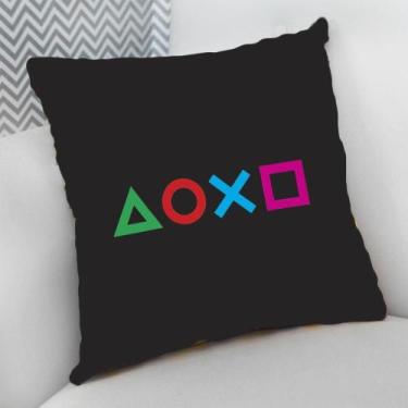 Imagem de Almofada Decorativa Cheia c/ Zíper 25x25cm, Botões Playstation - Deluz