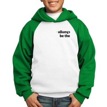 Imagem de Moletom Infantil Be the change - Foca na Moda, Branco, Verde, 12