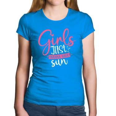 Imagem de Baby Look Algodão Girls Just Wanna Have Sun - Foca na Moda, Azul, G