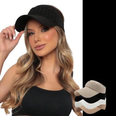 Imagem de Viseira Feminina Verão Esportiva Fitness Respirável CROCHÊ Caminhada 8