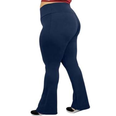 Imagem de Calça Legging Plus Size de Cintura Alta com Boca de Sino, Preta - D BE