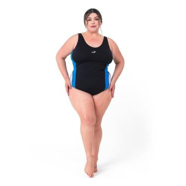 Imagem de Maiô Plus Size Com Detalhe para Natação e Hidroginástica, Hammerhead, Tam 56, Preto/Capri/Branco