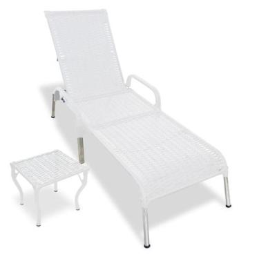 Imagem de Kit 1 Espreguiçadeira Reclinável para Piscina Madrid com Mesa de Centr