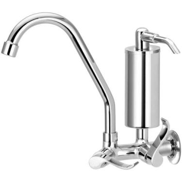 Imagem de Torneira Bica Móvel Cozinha Parede Com Filtro Slim Metal 1/4 de Volta 