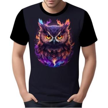 Imagem de Camisa Camiseta Estampada Coruja Fogo Ilustração Moda 3 - Enjoy Shop, 