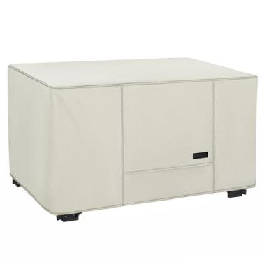 Imagem de NettyPro Cobertura de Mesa de Fogo Retângulo 58 Polegada Impermeável Resistente Pátio Firepit Capa Retangular para Gás Ao Ar Livre Propano Fogo Pit, Bege