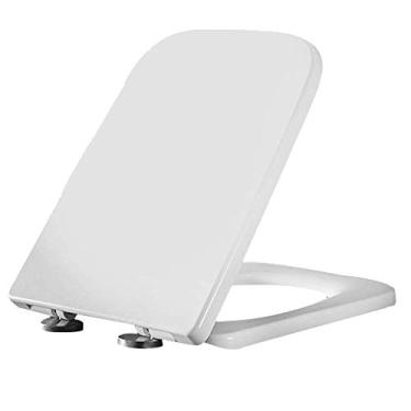 Imagem de Assento de vaso sanitário quadrado, fechamento suave, liberação rápida, tampa de vaso sanitário branca, fácil de limpar, acessórios de banheiro (cor: #6)