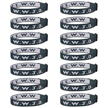 Imagem de 14 pulseiras cristãs WWJD para mulheres e homens, pulseiras WWJD em massa presentes cristãos Jesus pulseiras ajustáveis - What Would Jesus Do, Fibra de poliéster, Sem Pedra Preciosa