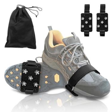 Imagem de G999 presilhas de tração crampon punhos de tração antiderrapantes crampons spikes presilhas de 5 pontos para sapatos e botas andando na neve gelo inverno andando para homens mulheres