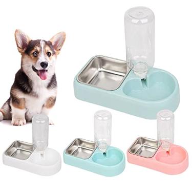 Imagem de Conjunto de tigela de água para ração para cães com dispensador automático de água, tigela removível de aço inoxidável, alimentador de gaiola suspensa para cães pequenos, gatos, filhotes e animais