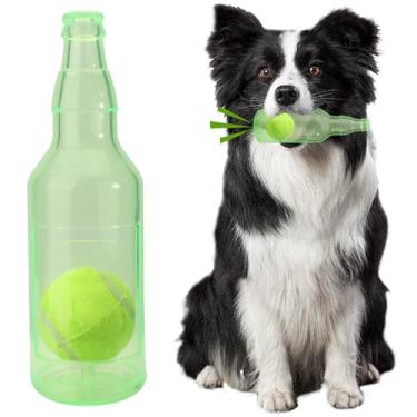 Imagem de Chihutown Brinquedo de garrafa para cães, 24 x 7 cm, brinquedos de garrafa de água para cães, brinquedos engraçados para mastigar e triturar, brinquedo de aniversário para cães (verde)