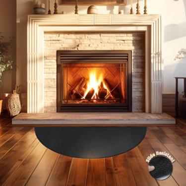 Imagem de Tapete meio redondo à prova de fogo de 61 x 122 cm, tapetes semicirculares resistentes ao fogo, tapete interno à prova de fogo, tapete protetor de fogueira, almofada de lareira para fogão a lenha e