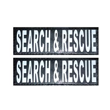 Imagem de Doggie Stylz Conjunto de 2 adesivos refletivos de busca e resgate para arreios e coletes de cães de serviço (Médio 10 x 3,8 cm)