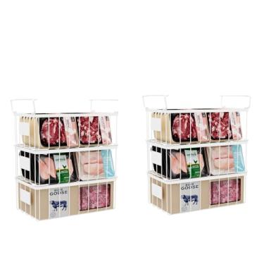 Imagem de lonpute Caixas Organizadoras de Freezer com Etiqueta, Cestas de Freezer Empilháveis para Freezer, para Separar Alimentos Congelados Em Freezer, Caixas Organizadoras de Freezer com (14 Pol X 7,1 Pol X