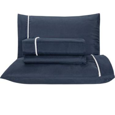 Imagem de Jogo de Lençol Capri Casal Queen Azul 04 Peças - Bordados Ricardo