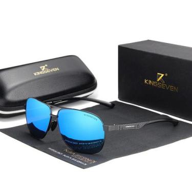 Imagem de Óculos de sol design quadrado kingseven espelhado , Azul
